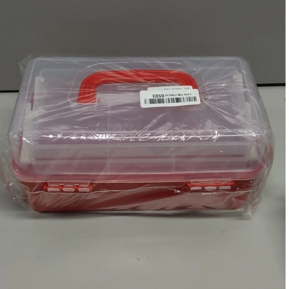 3 Tier Folding Storage Box Organizer Red Case NWT